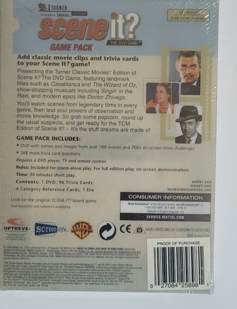 Scene It? The DVD Game Turner Classic Movies Edition - Sealed NEW 📀