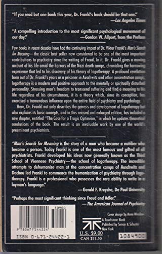 Man's Search for Meaning: An Introduction to Logotherapy