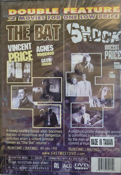 The Bat / Shock Double Feature - Vincent Price (DVD, SEALED)