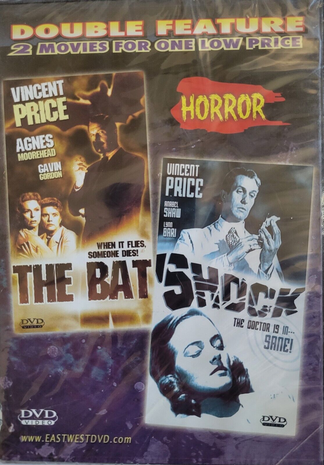 The Bat / Shock Double Feature - Vincent Price (DVD, SEALED)