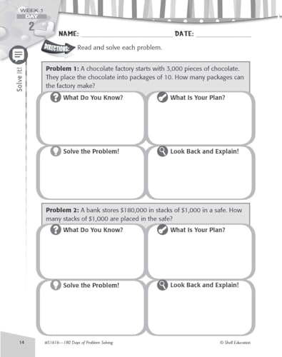 180 Days of Problem Solving for Fourth Grade – Build Math Fluency with this 4th Grade Math Workbook (180 Days of Practice)