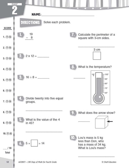 180 Days of Math: Grade 4 - Daily Math Practice Workbook for Classroom and Home, Cool and Fun Math, Elementary School Level Activities Created by Teachers to Master Challenging Concepts [Paperback] Jodene Smith