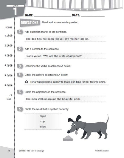 180 Days: Reading, Vocabulary/Language for 3rd Grade Practice Workbook for Classroom and Home, Cool and Fun Practice Created by Teachers