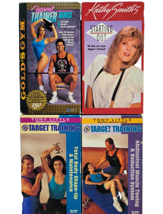 4 VHS Fitness Lot : Kathy Smith Tony Little Gold's Gym