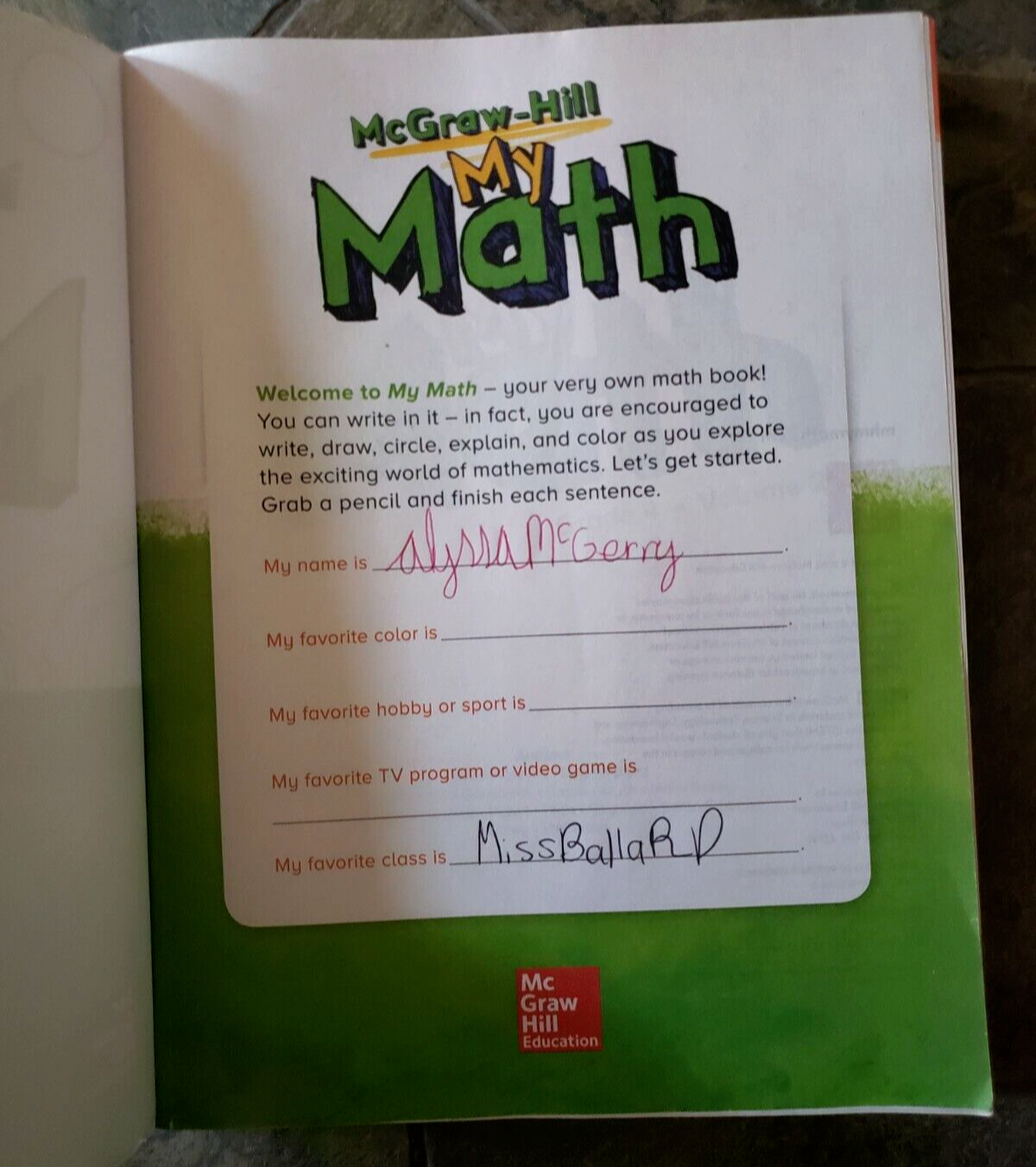 McGraw-Hill  MY MATH  Grade 4 * Volume 2
