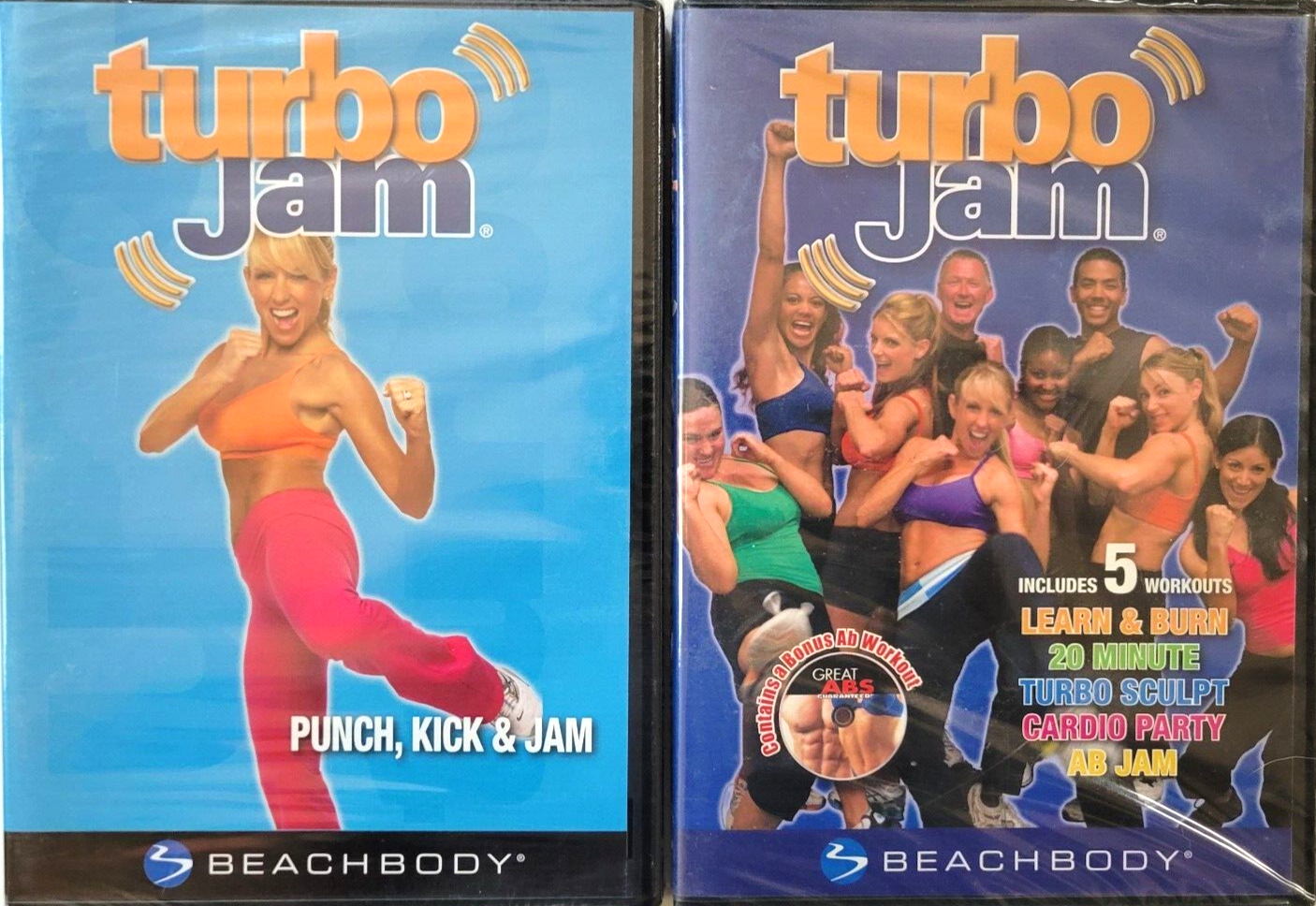 Turbo Jam Fitness 2 DVD Lot: Punch, Kick & Jam and 5 Workout Disc; Beachbody