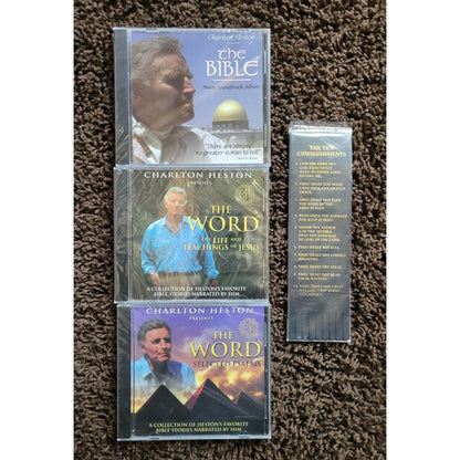 Charlton Heston Presents the Bible ; Book, 3 DVDs 3 CDs 10 Commandments bookmark