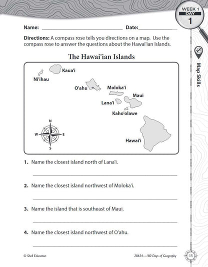 180 Days: Social Studies, Geography for 3rd Grade Practice Workbook for Classroom and Home, Cool and Fun Practice Created by Teachers