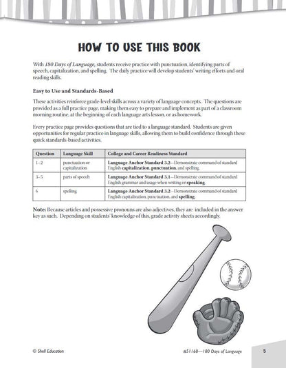 180 Days: Reading, Vocabulary/Language for 3rd Grade Practice Workbook for Classroom and Home, Cool and Fun Practice Created by Teachers