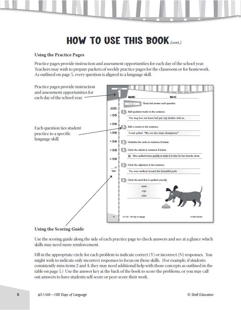 180 Days: Reading, Vocabulary/Language for 3rd Grade Practice Workbook for Classroom and Home, Cool and Fun Practice Created by Teachers