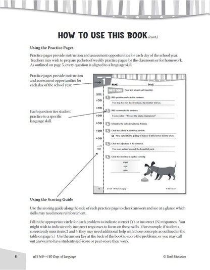 180 Days: Reading, Vocabulary/Language for 3rd Grade Practice Workbook for Classroom and Home, Cool and Fun Practice Created by Teachers