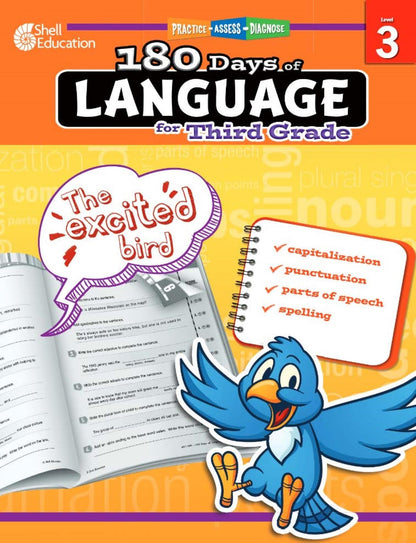 180 Days: Reading, Vocabulary/Language for 3rd Grade Practice Workbook for Classroom and Home, Cool and Fun Practice Created by Teachers