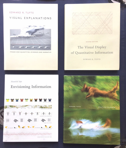 Set of Edward R. Tufte Books: Envisioning Information / The Visual Display of Quantitative Information / Visual Explanations: Images & Quantities, Evidence & Narrative / Beautiful Evidence / Plus, Seeing Around Edward Tufte a Booklet/Gallery Guide