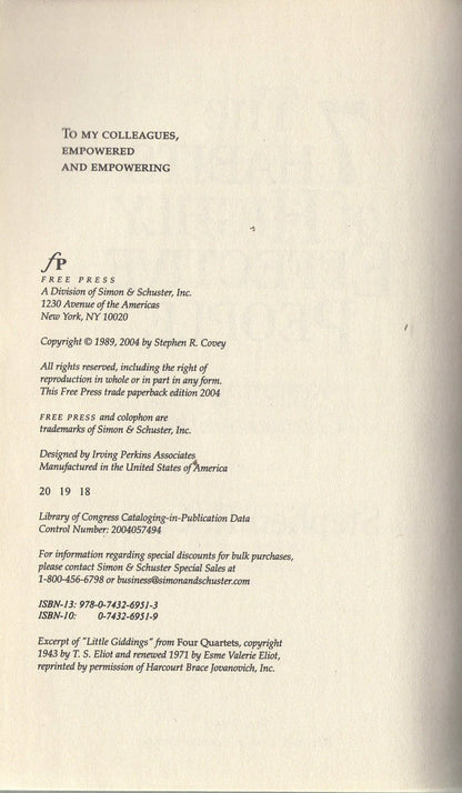 The 7 Habits of Highly Effective People: Powerful Lessons in Personal Change Covey, Stephen R.