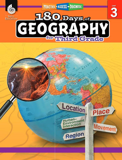 180 Days: Social Studies, Geography for 3rd Grade Practice Workbook for Classroom and Home, Cool and Fun Practice Created by Teachers