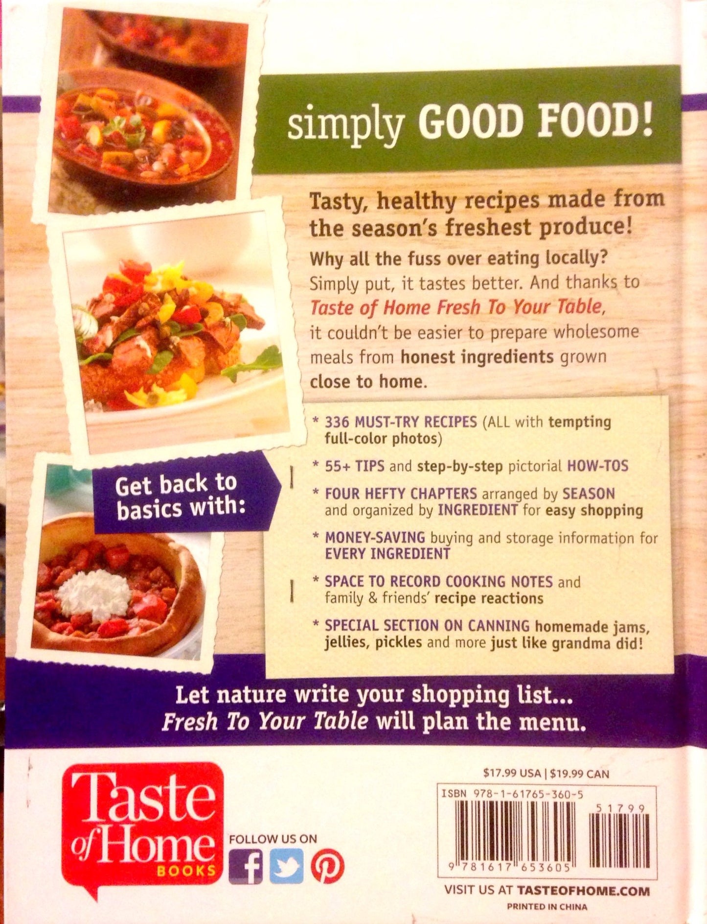Taste of Home Fresh to Your Table ; 336 Recipes