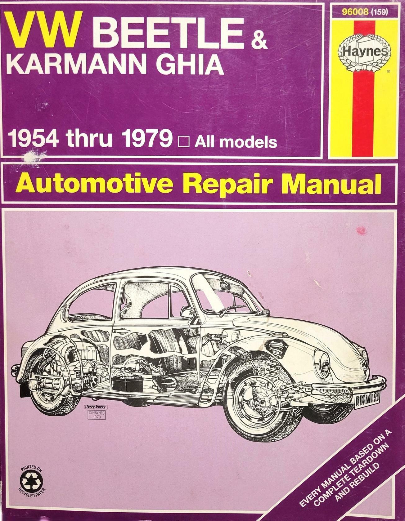 VW Beetle & Karmann Ghia 1954 through 1979 All Models (Haynes Repair Manual)