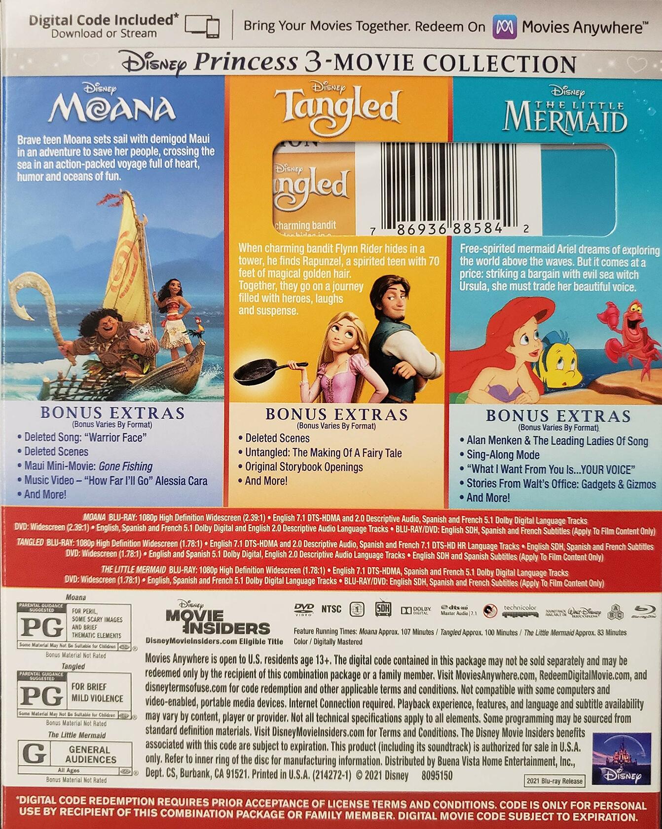 DMC PRINCESS 3-MOVIE COLLECTION (Blu-ray DVD Digital Code)