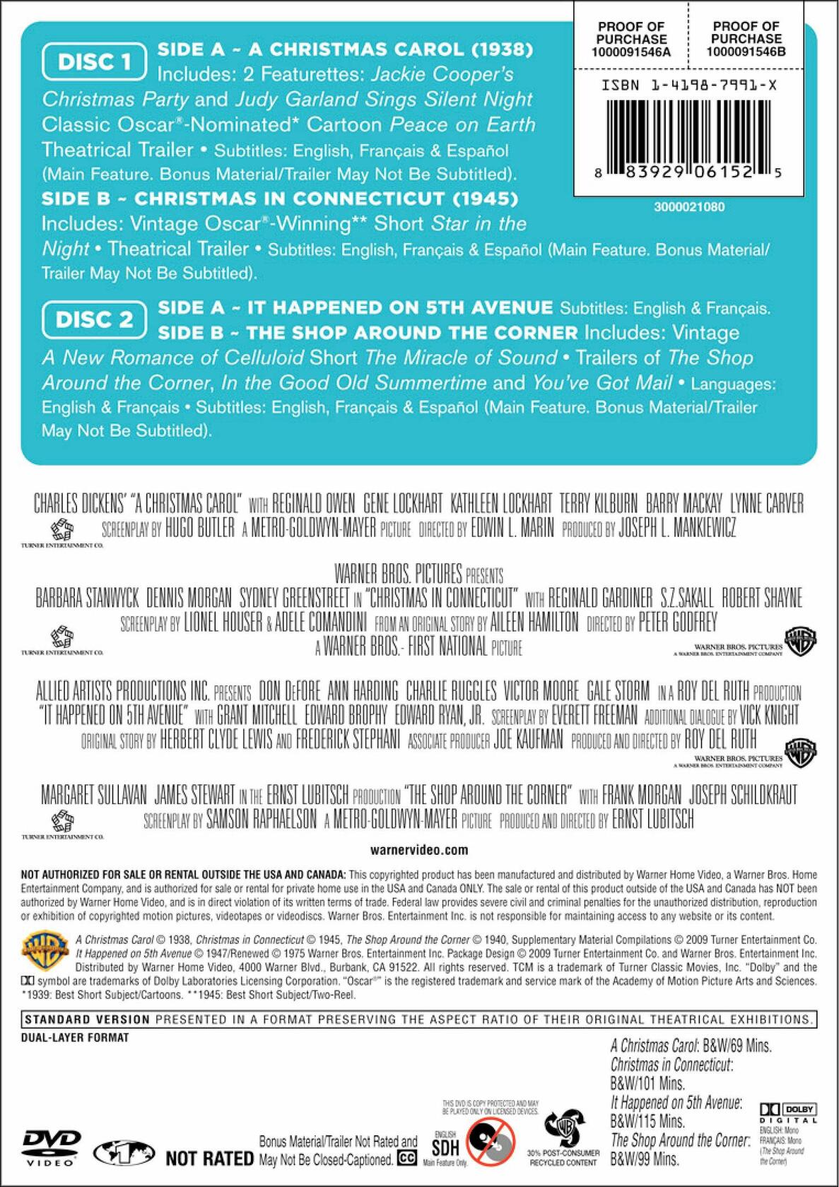 TCM Greatest Classic Films Collection: Holiday (Christmas in Connecticut / A Christmas Carol 1938