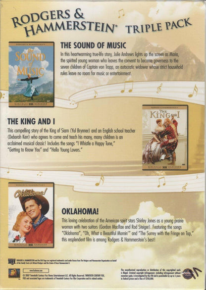 Rodgers & Hammerstein Triple Pack, Sound of Music, the King and I, Oklahoma
