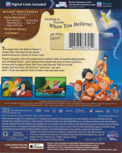 Peter Pan: Return to Neverland [Blu-ray + DVD + Digital Copy]