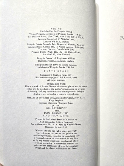 Dolores Claiborne by Stephen King; 1st Edition 1st Printing