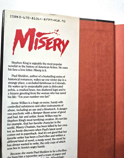 Misery by Stephen King ; 1st Edition 1st Printing