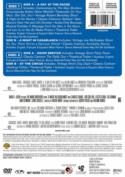 TCM Greatest Classic Films Collection: Marx Brothers (A Day at the Races / A Night in Casablanca / Room Service / At the Circus) [DVD]