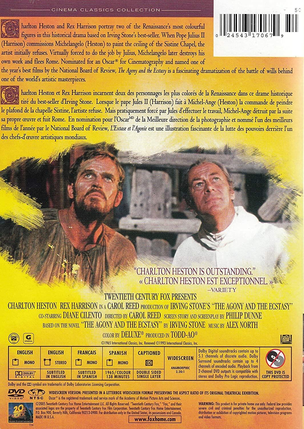 The Agony And The Ecstacy (DVD) Charlton Heston