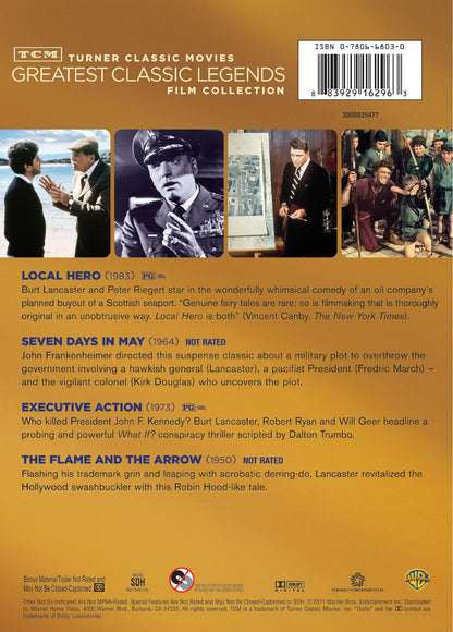 TCM Greatest Classic Legends Film Collection: Burt Lancaster (Local Hero / The Flame and the Arrow / Executive Action / Seven Days in May)