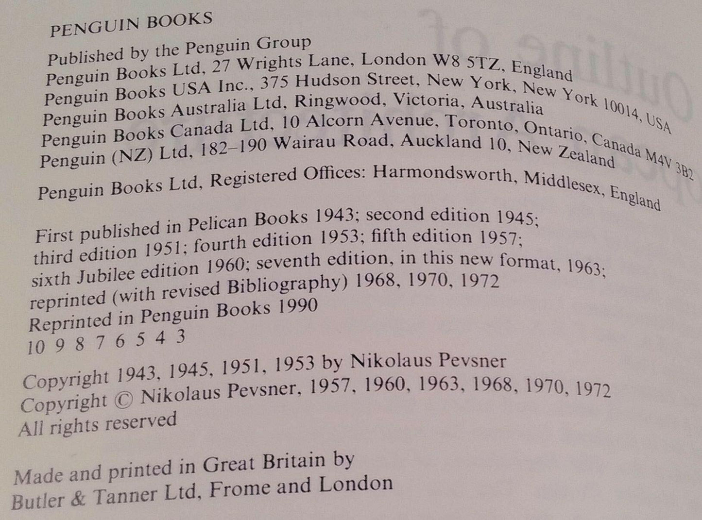 An Outline of European Architecture (Penguin Art and Architecture Series) Pevsner, Nikolaus
