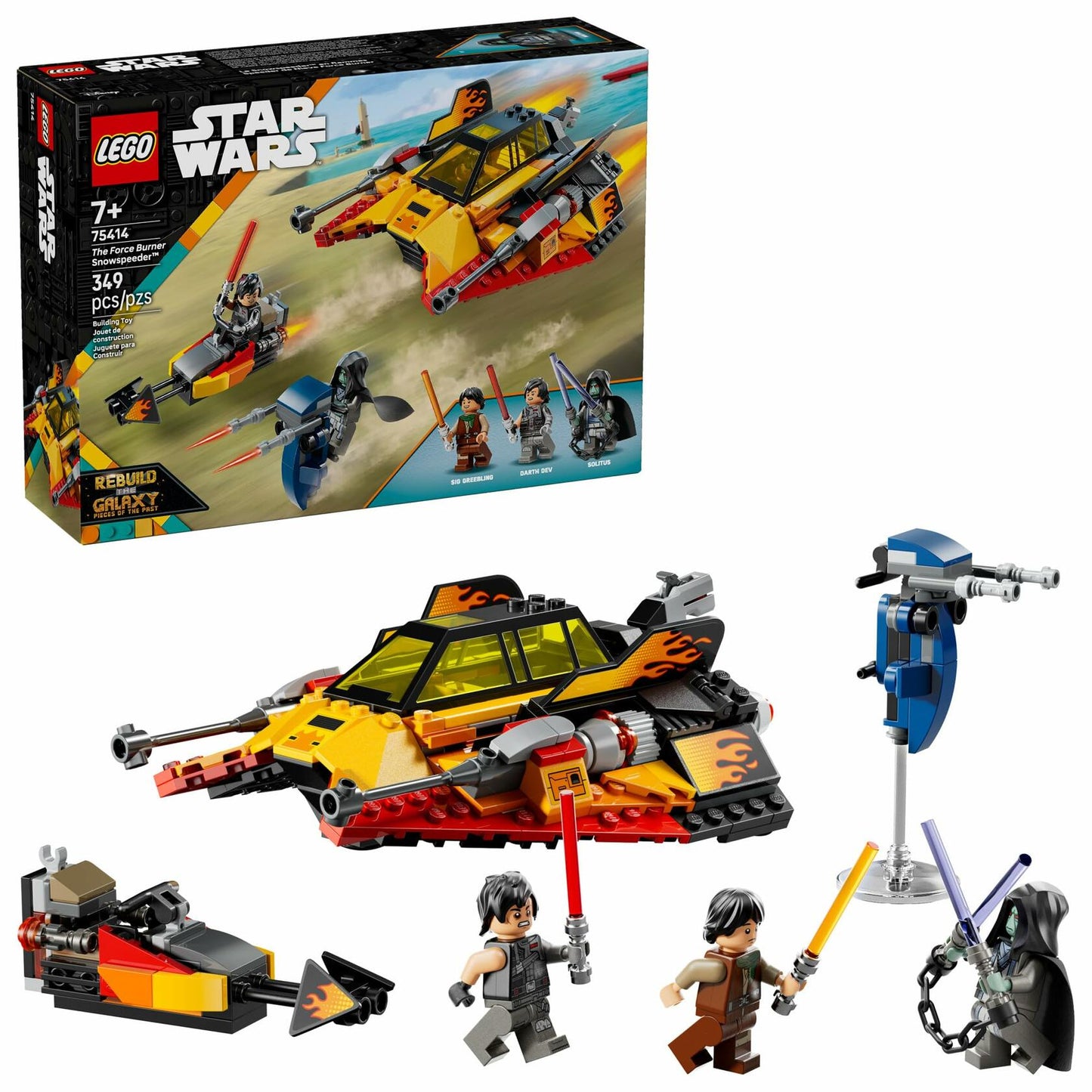 LEGO Star Wars: Rebuild The Galaxy The Force Burner Snowspeeder Building Toy - 2 in 1 Pretend Play Set W/ 3 Minifigures for Kids, Ages 7+ - Collectible Room Decor & Gift Idea for Boys & Girls - 75414