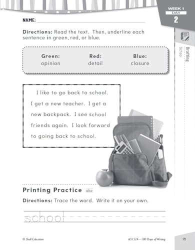 180 Days of Writing for First Grade - An Easy-to-Use First Grade Writing Workbook to Practice and Improve Writing Skills (180 Days of Practice)