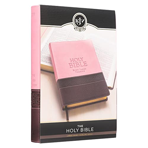 KJV Holy Bible, Thinline Large Print Faux Leather Red Letter Edition Ribbon Marker, King James Version, Pink/Brown