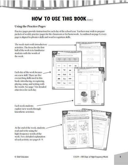 180 Days of High-Frequency Words for First Grade - Learn to Read First Grade Workbook - Improves Sight Words Recognition and Reading Comprehension for Grade 1, Ages 5 to 7 (180 Days of Practice)